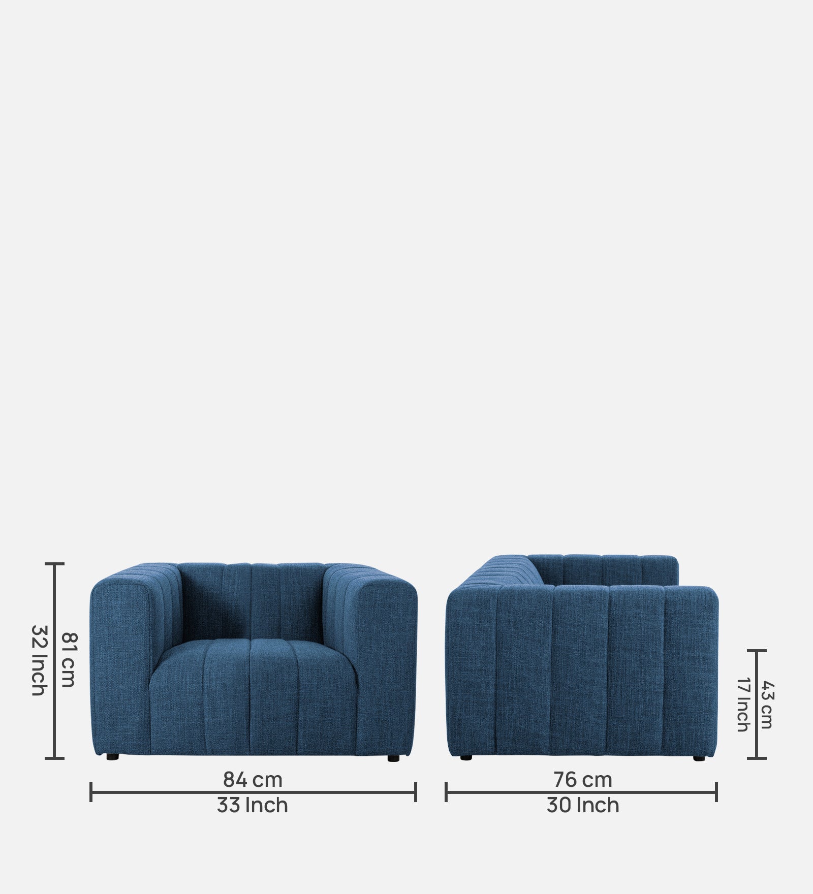 Lara Fabric 1 Seater Sofa In Light Blue Colour - Febonic Living