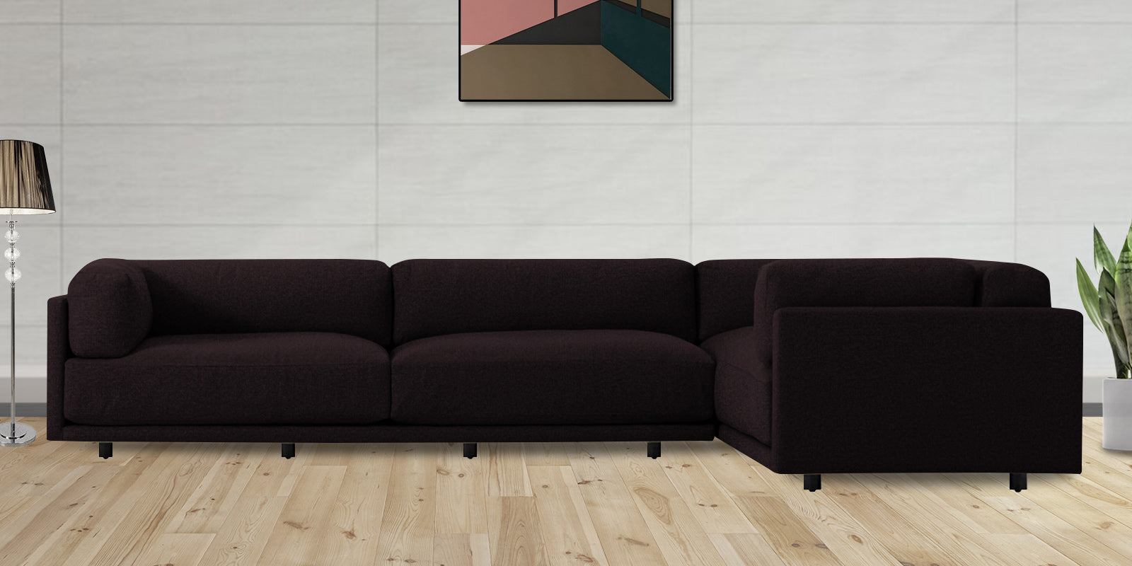 Nixon Fabric 6 Seater LHS Corner Sofa In Cara Brown Colour - Febonic Living