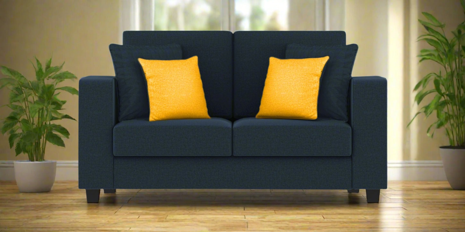 Nabi Fabric 2 Seater Sofa In Denim Blue Colour - Febonic Living