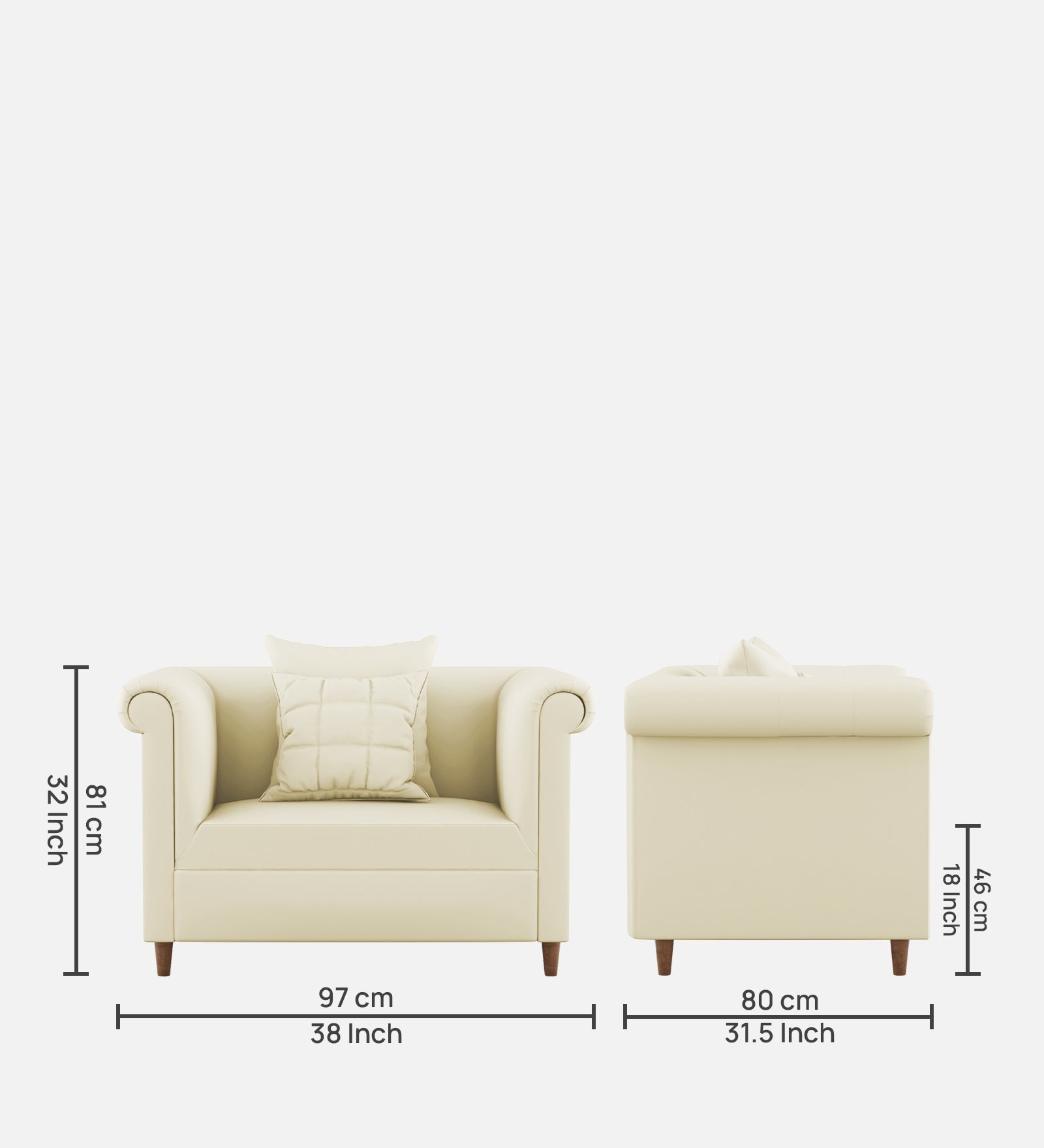 Rubi Velvet 1 Seater Sofa In Warm White Colour - Febonic Living
