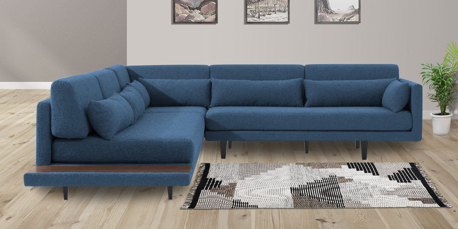 Malta Fabric 6 Seater RHS Corner Sofa In Light Blue Colour - Febonic Living