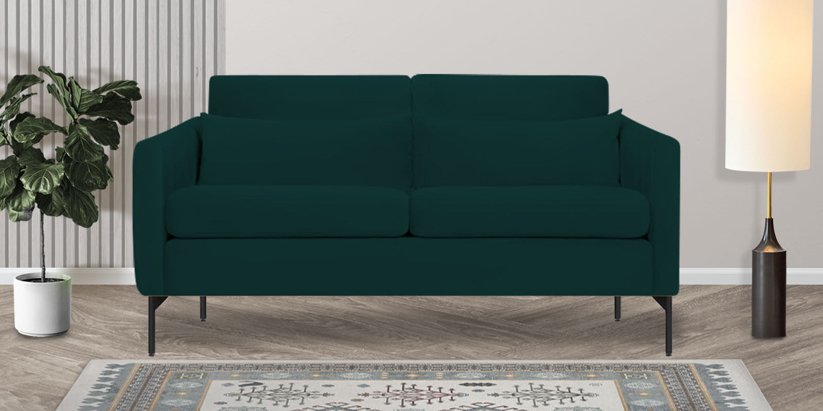 Haru Velvet 2 Seater Sofa In Forest Green Colour - Febonic Living