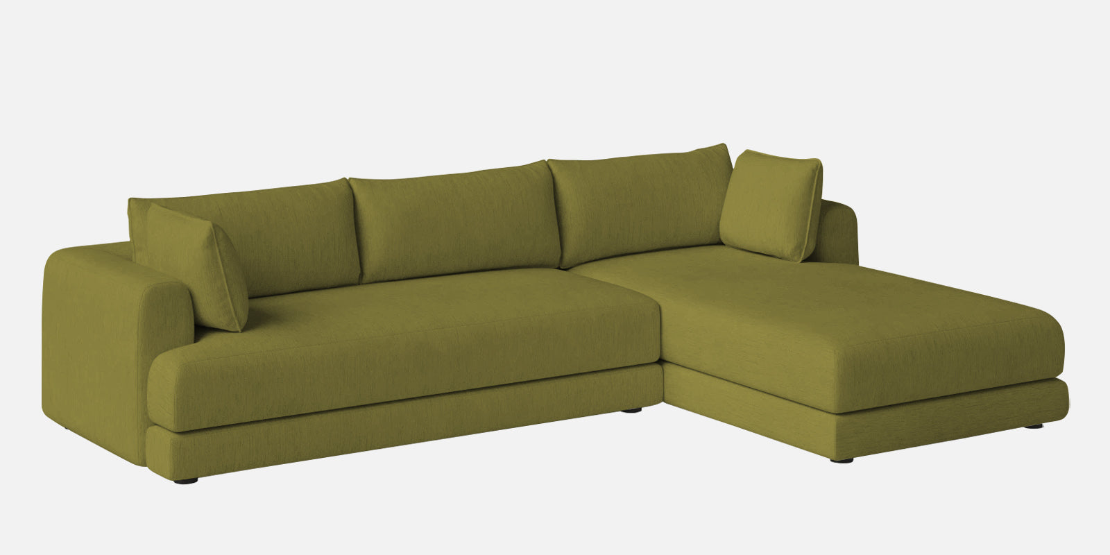 Ziggy Fabric RHS Sectional Sofa (3+Lounger) In Kelly Green Colour - Febonic Living