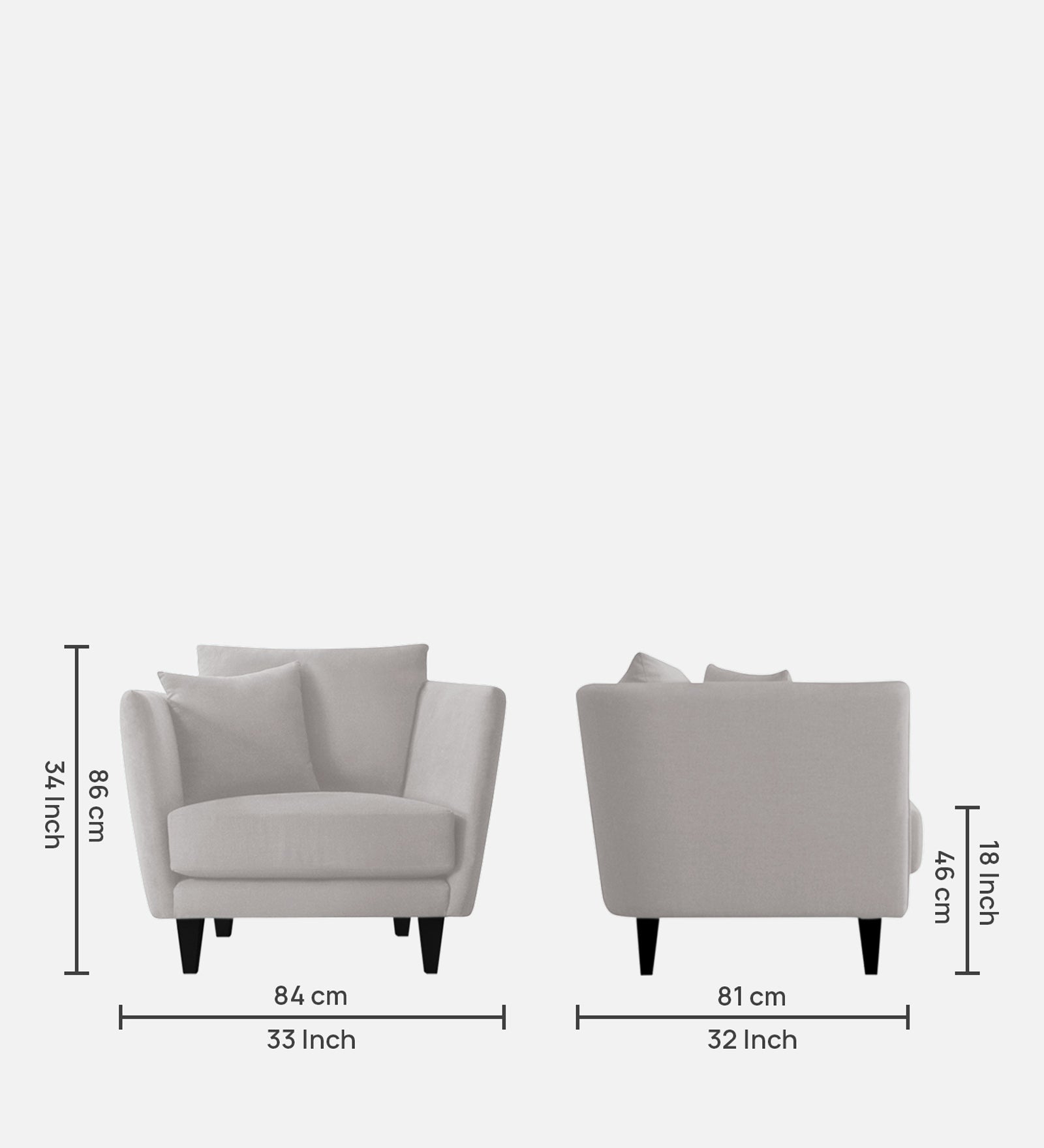 Norway Velvet 1 Seater Sofa In Concrete Grey Colour - Febonic Living