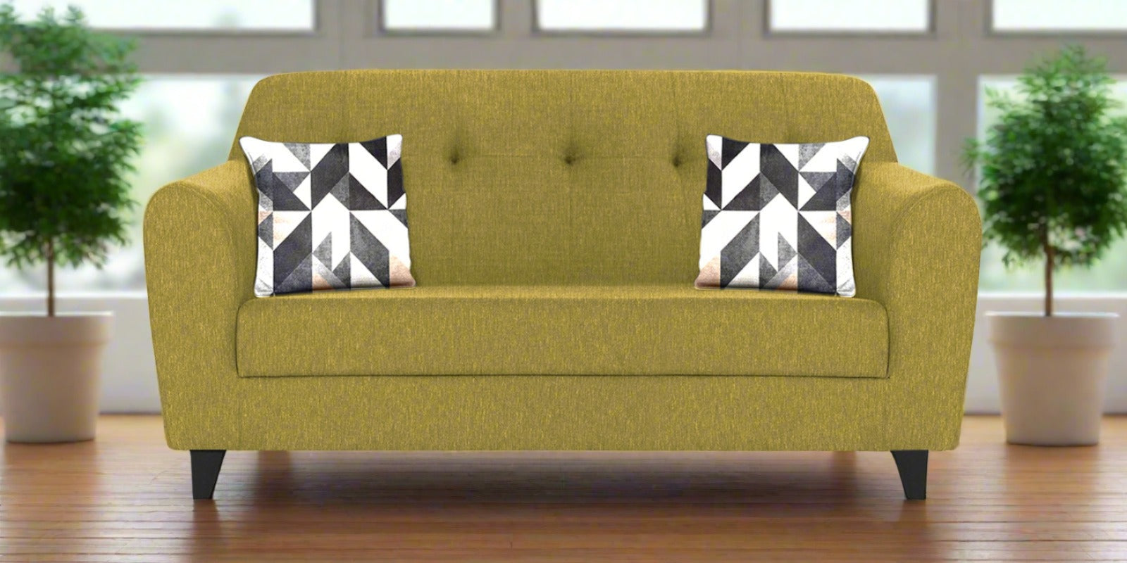 Melaan Fabric 2 Seater Sofa In Parrot Green Colour - Febonic Living