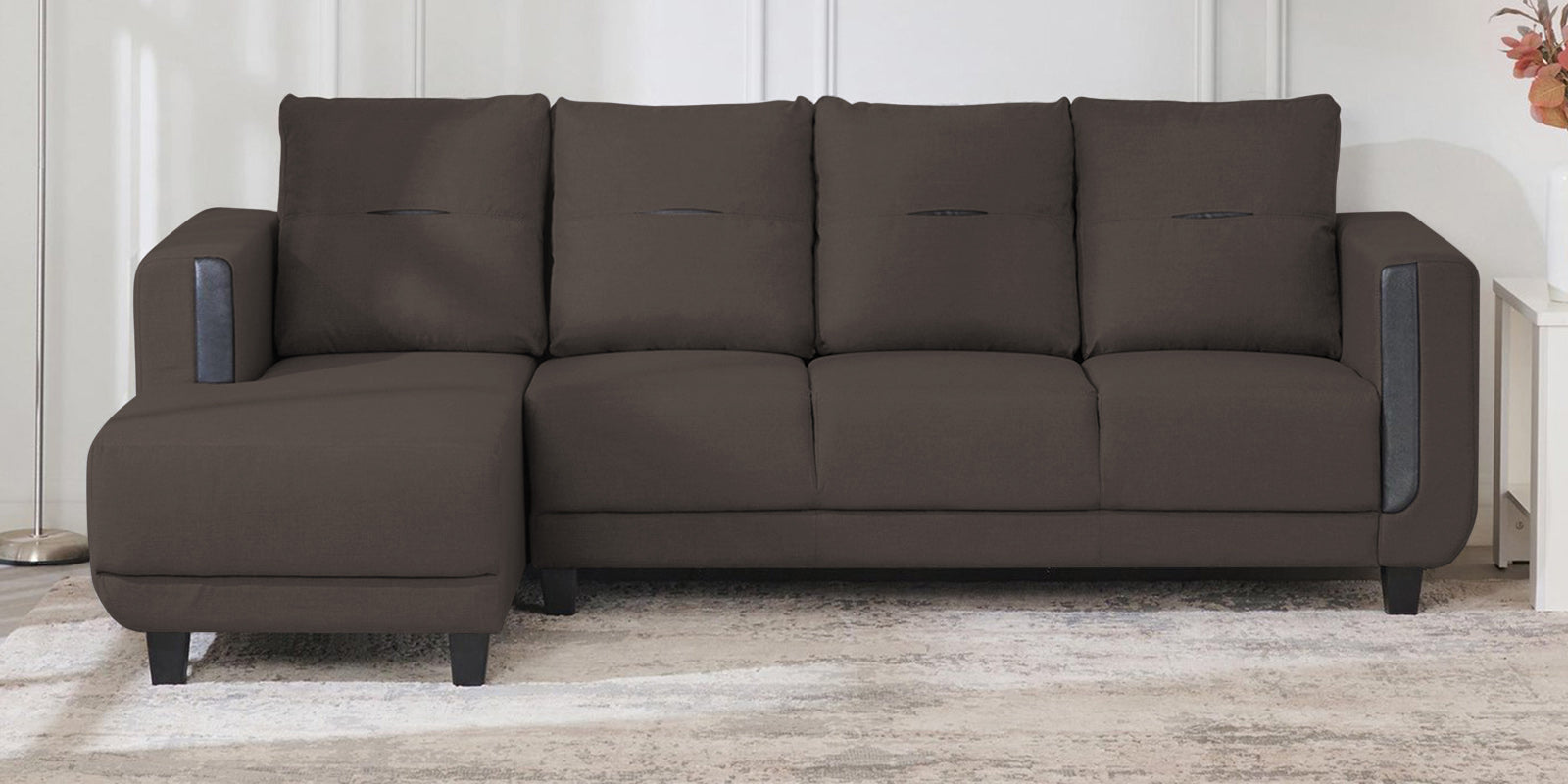 Perry Fabric RHS Sectional Sofa (3+Lounger) In Caspa Brown Colour - Febonic Living