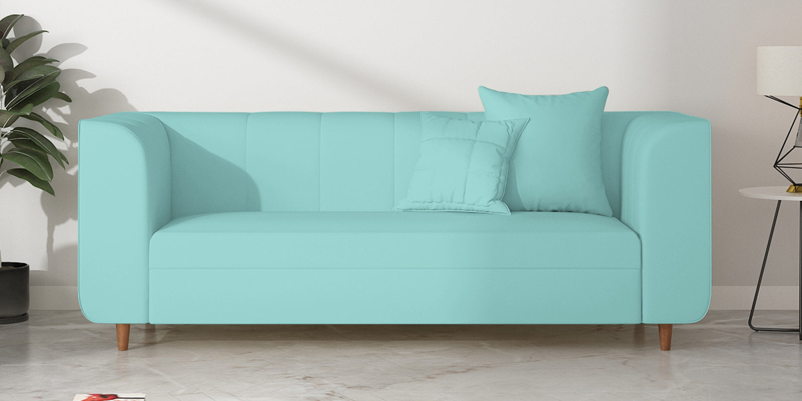 Sumo Velvet 3 Seater Sofa In Barmunda Aqua Colour - Febonic Living