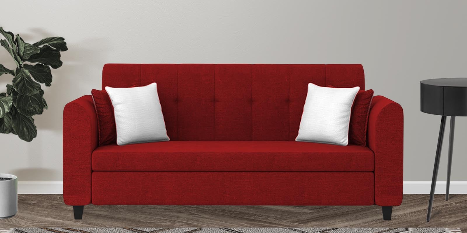 Denmark Fabric 3 Seater Sofa In Blood Maroon Colour - Febonic Living