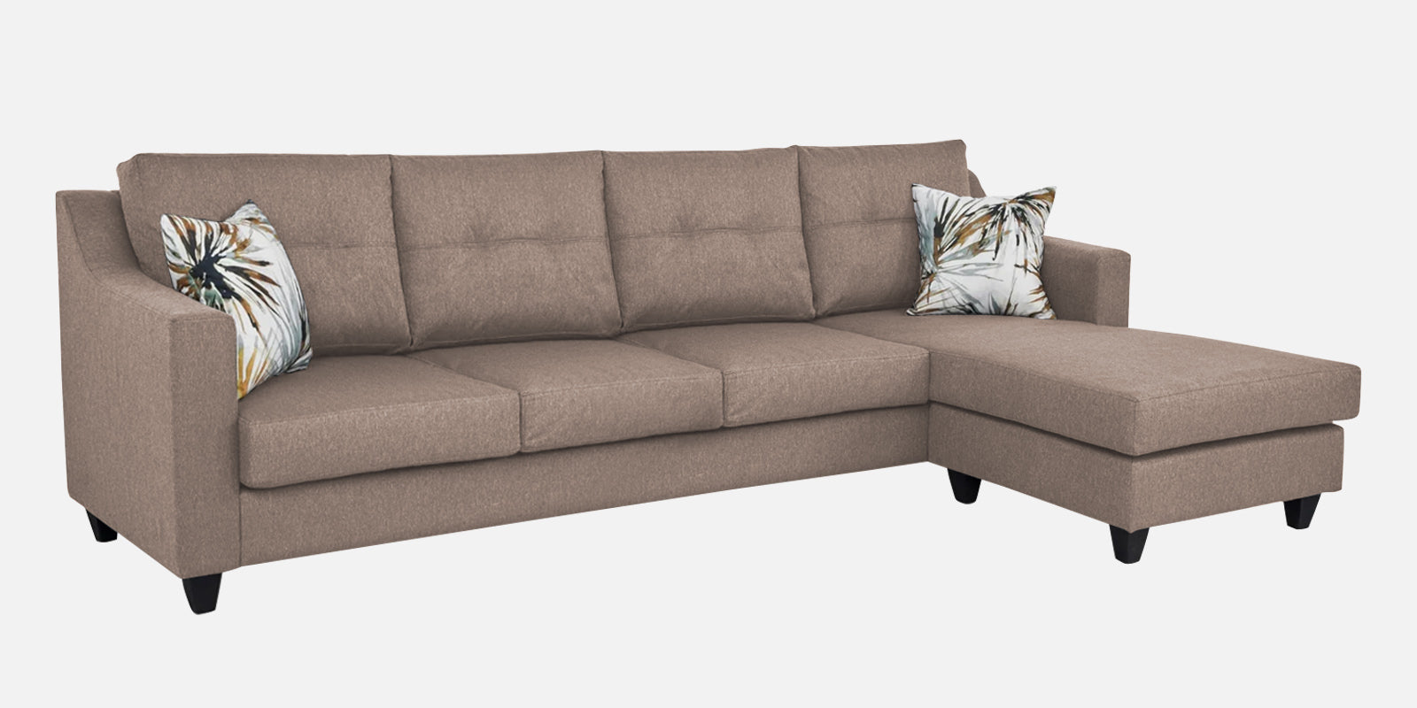 Welly Fabric LHS Sectional Sofa (3+Lounger) In Kadhi Beige Colour - Febonic Living