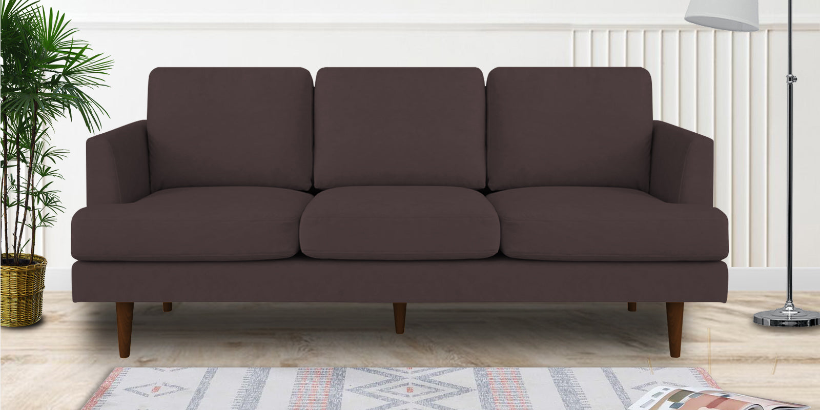 Motra Velvet 3 Seater Sofa In Mocha Brown Colour - Febonic Living