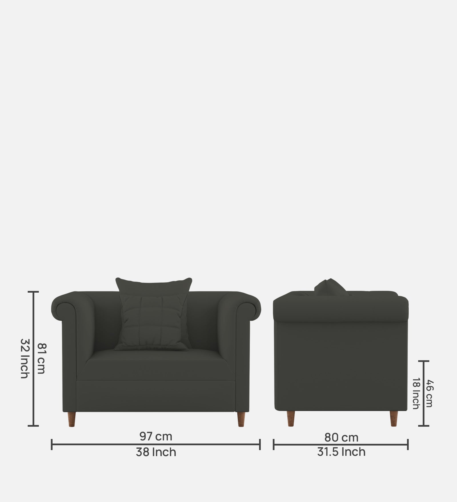 Rubi Velvet 1 Seater Sofa In Hory Grey Colour - Febonic Living