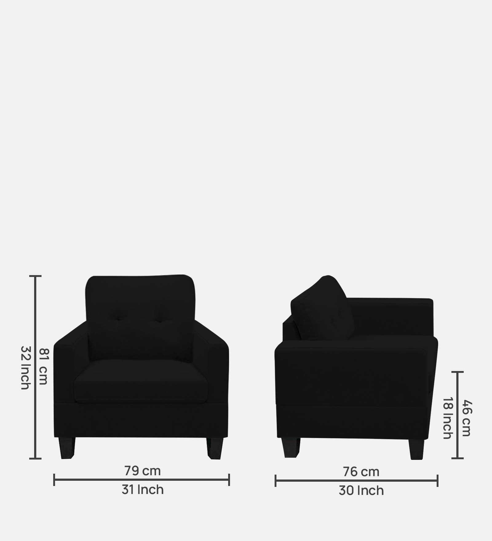 Thomas Fabric 1 Seater Sofa In Zed Black Colour - Febonic Living