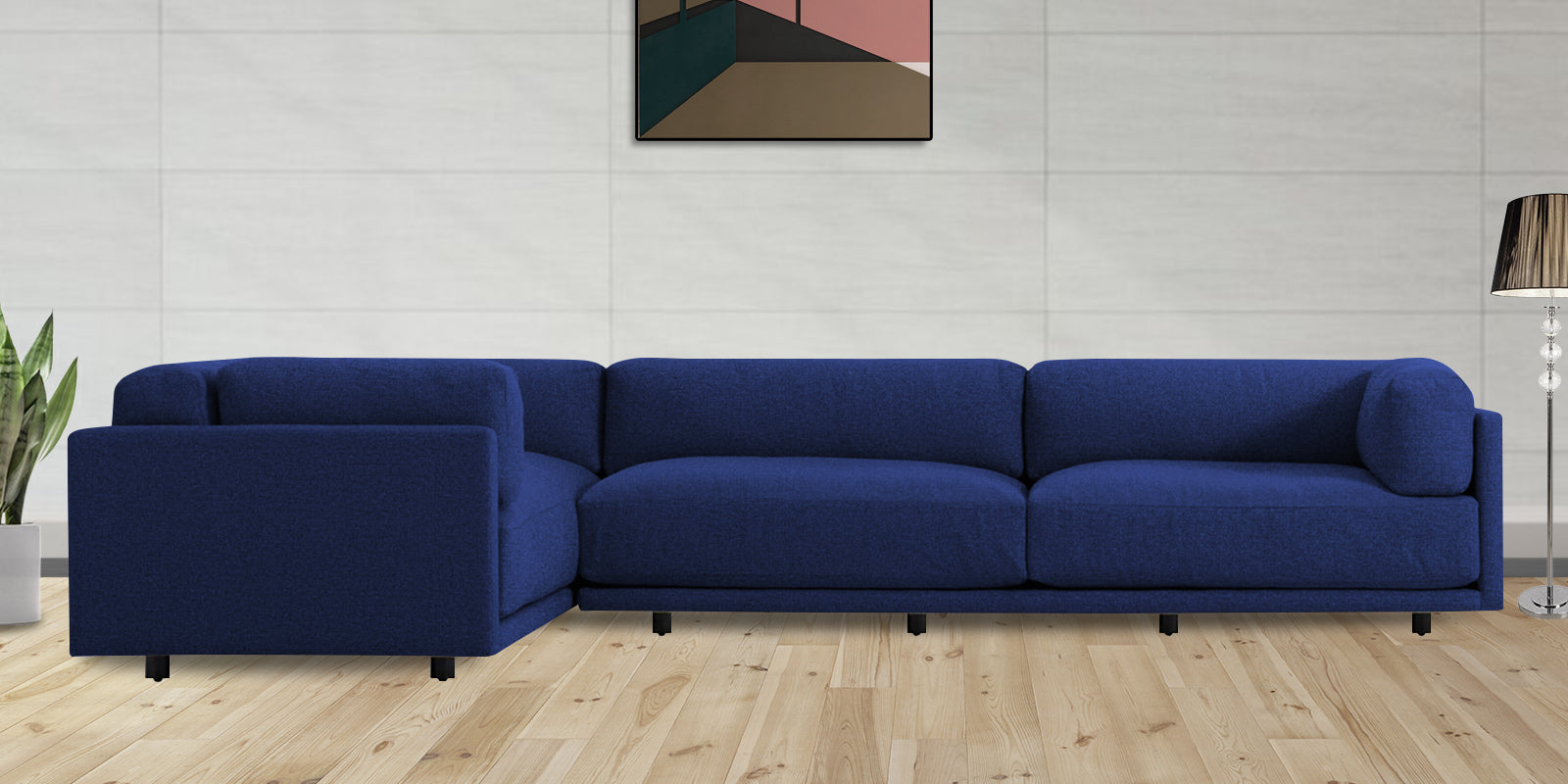 Nixon Fabric 6 Seater RHS Corner Sofa In Royal Blue Colour - Febonic Living