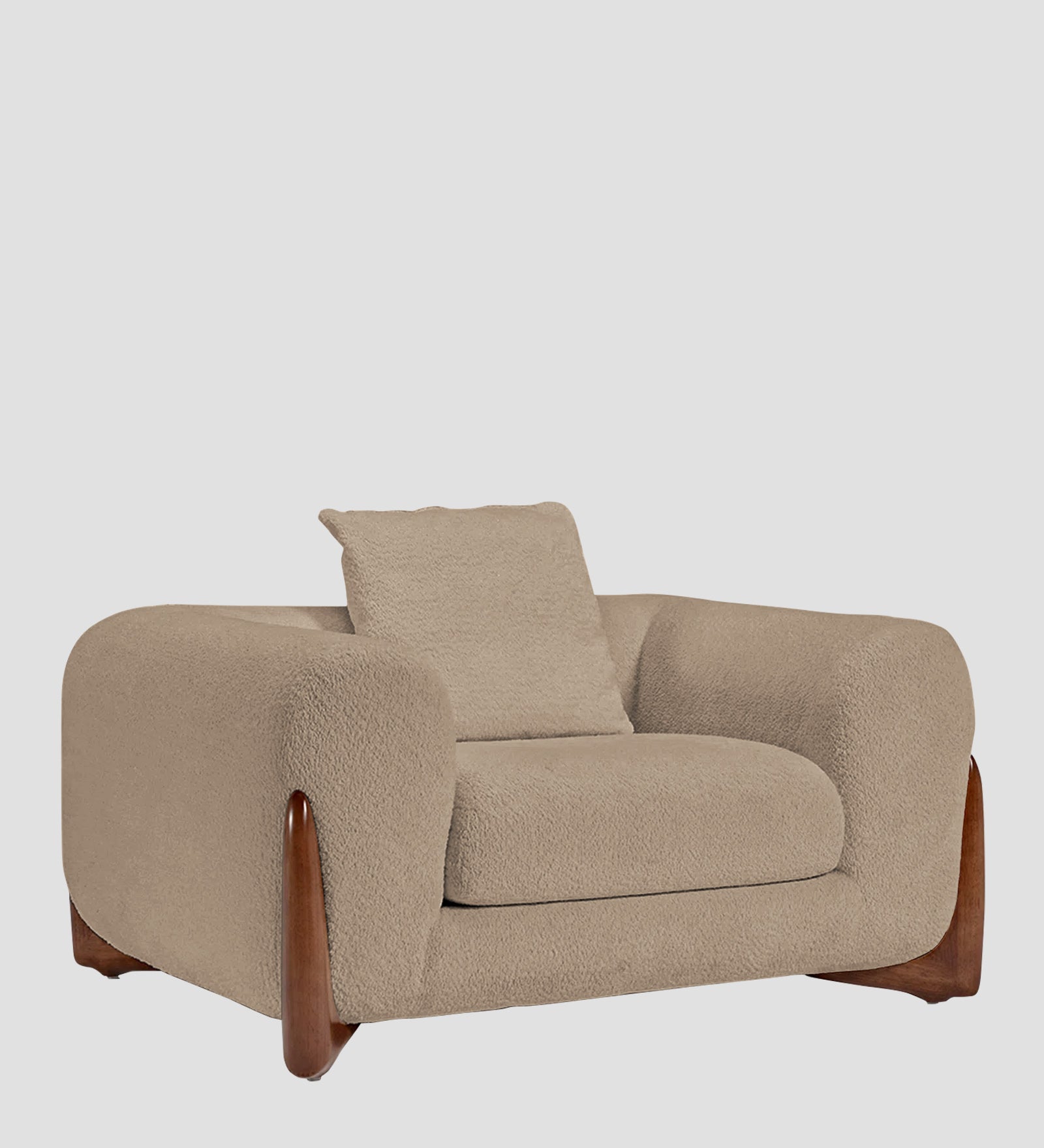 Boko Boucle 1 Seater Sofa In Mushroom Beige Colour - Febonic Living
