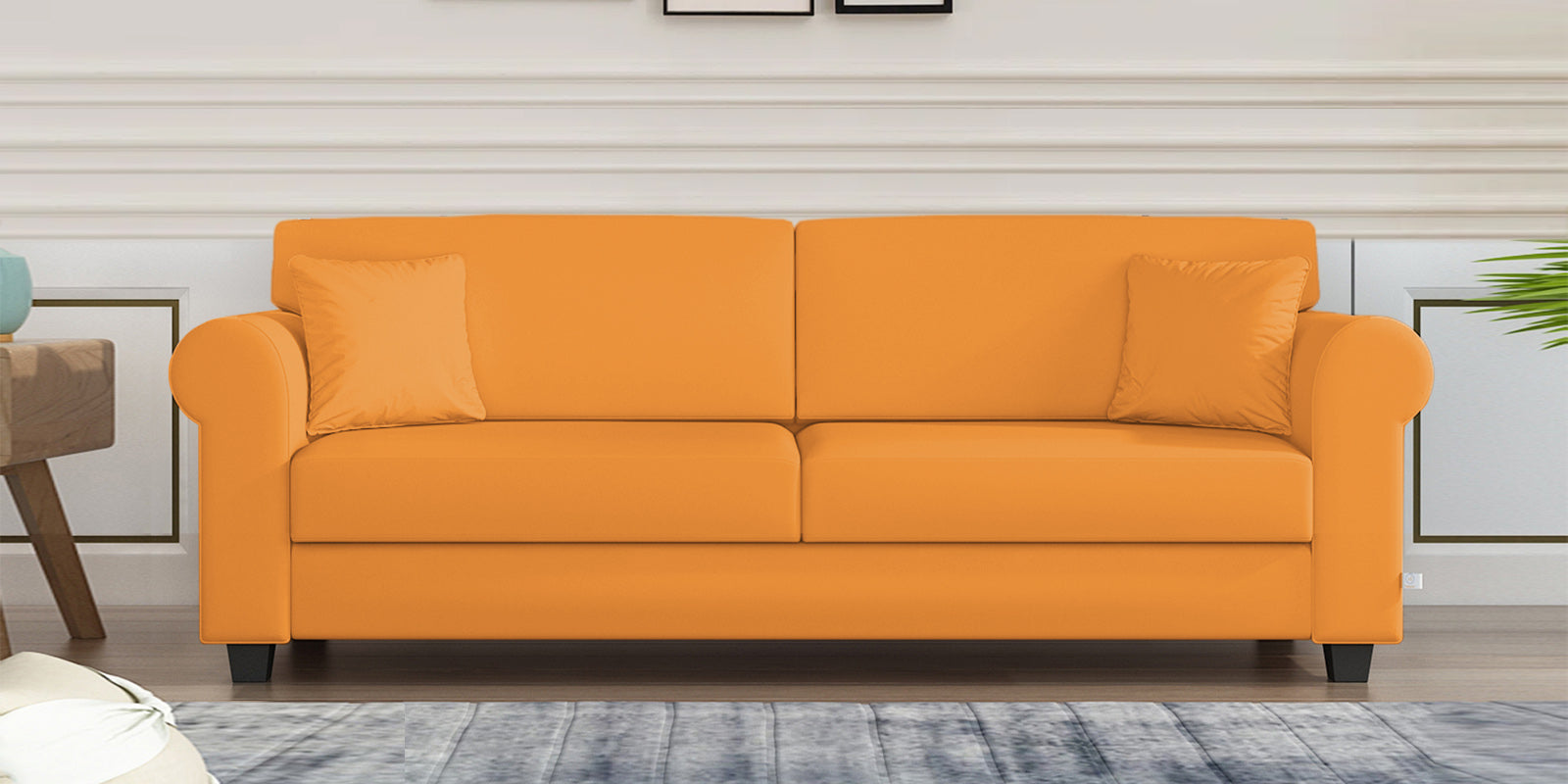 Numonk Velvet 3 Seater Sofa In Tangerine orange Colour - Febonic Living