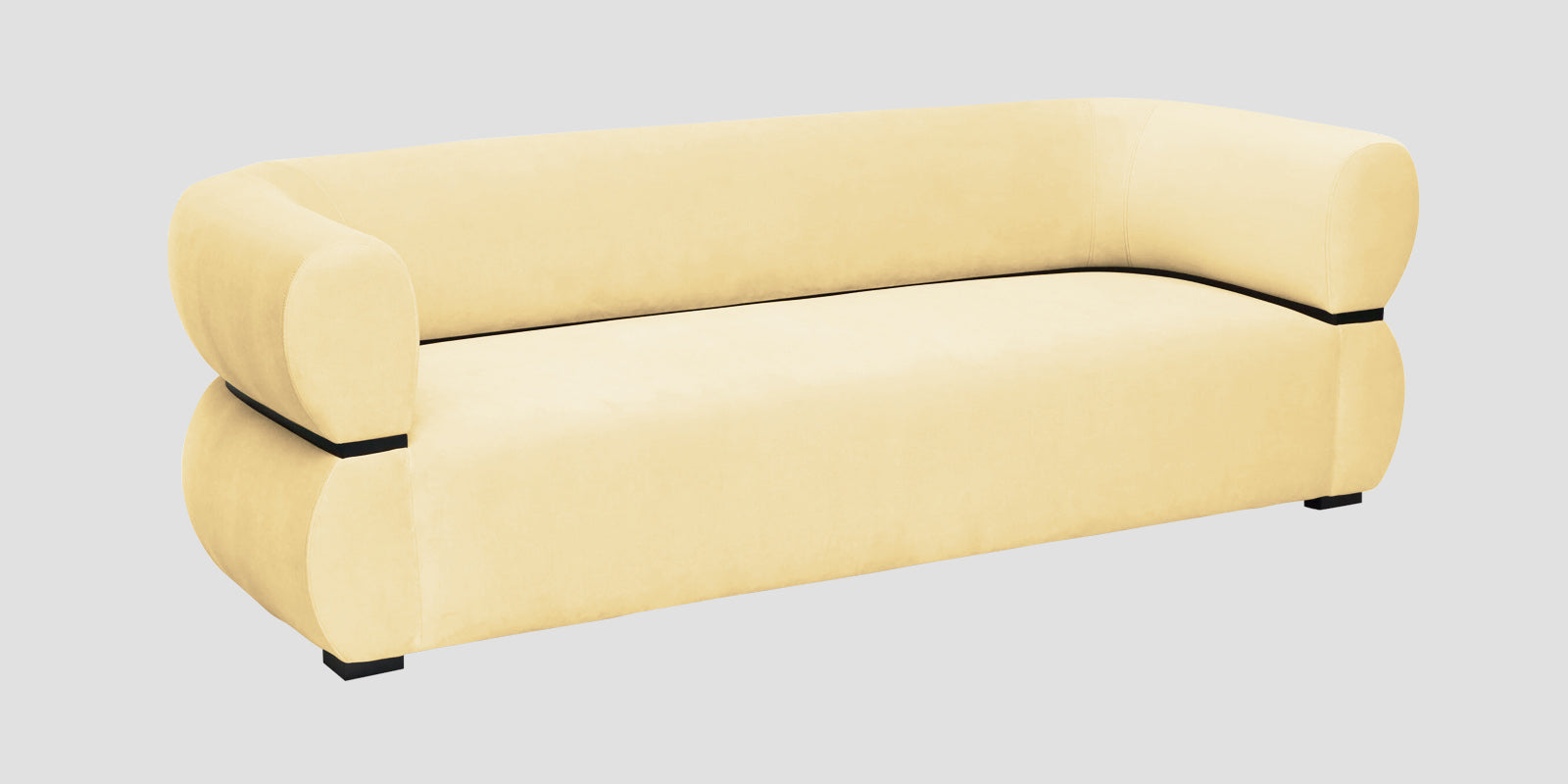 Kula Velvet 3 Seater Sofa In Sandy Beige Colour - Febonic Living
