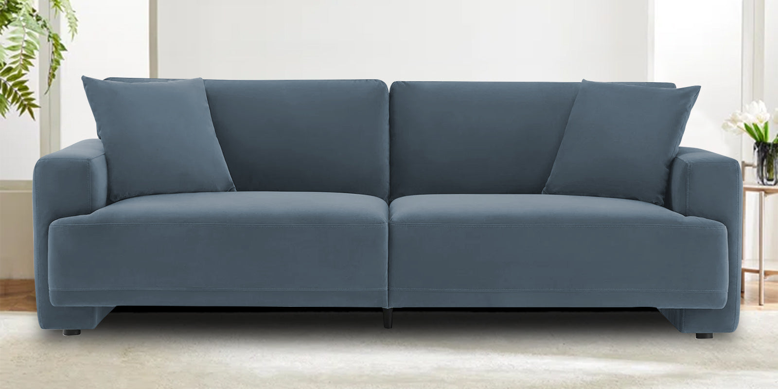 Kosta Velvet 3 Seater Sofa In Oxford Blue Colour - Febonic Living