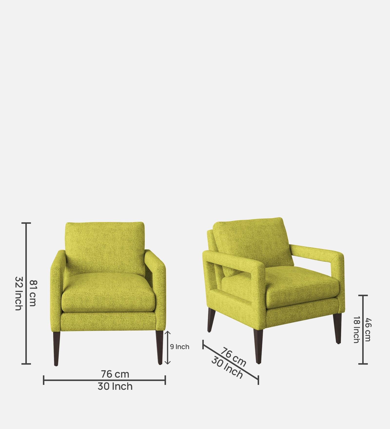 Olsen Fabric Arm Chair In Parrot Green Colour - Febonic Living