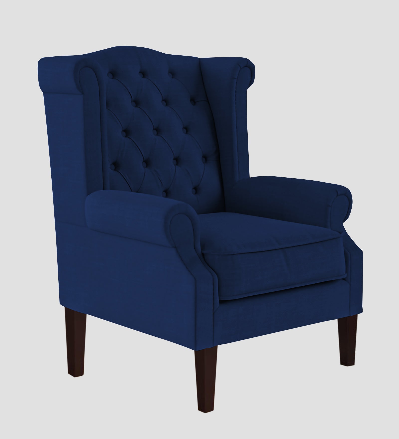 Neyub Fabric Wing Chair In Royal Blue Colour - Febonic Living