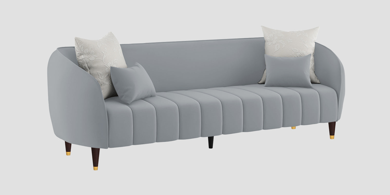Hairo Velvet 3 Seater Sofa In Concrete Grey Colour