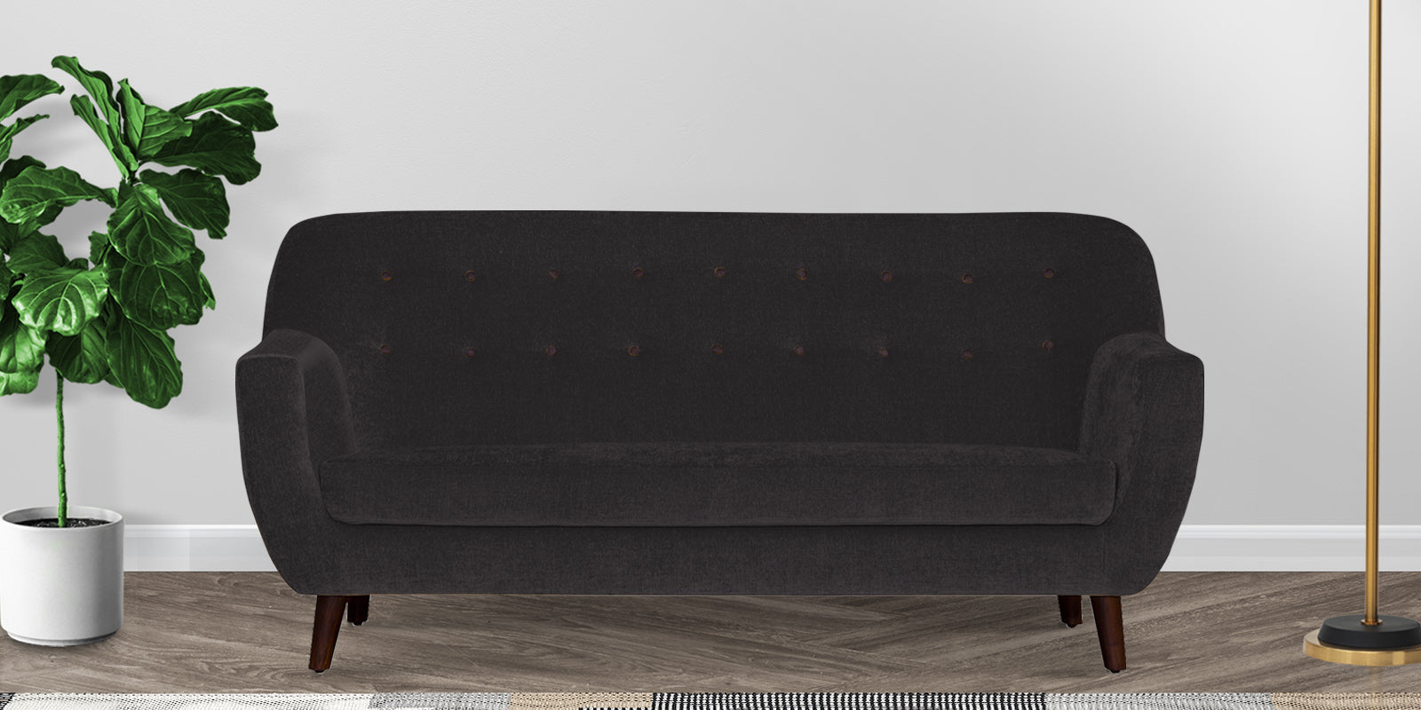 German Fabric 3 Seater Sofa In Maba Grey Colour - Febonic Living