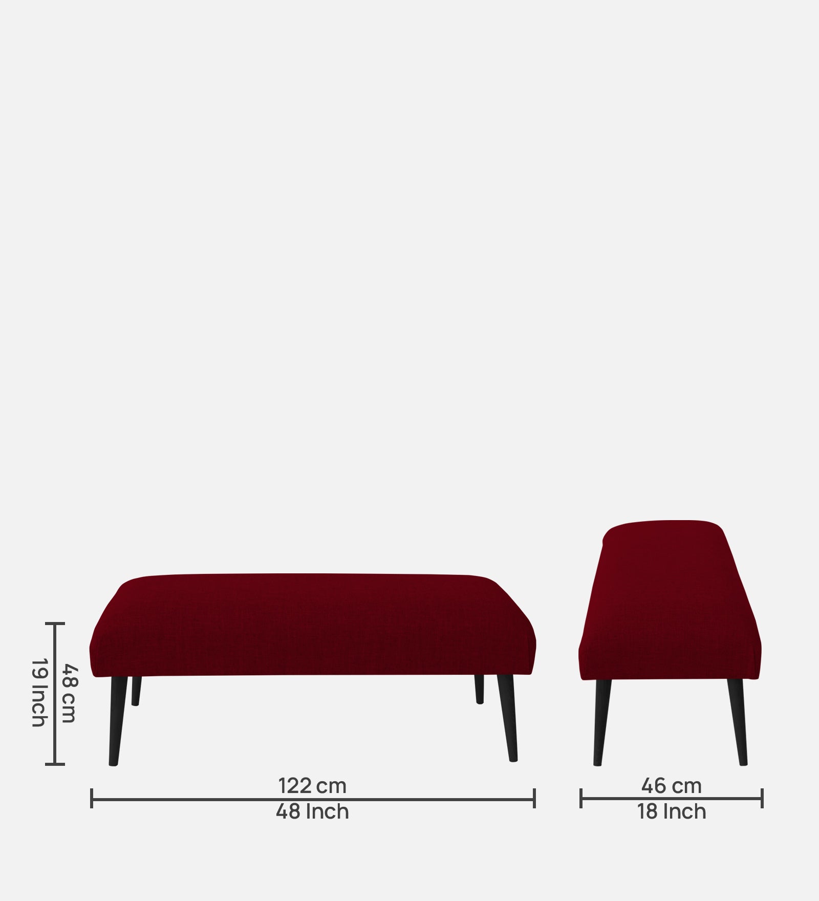 Adon Velvet Bench In Cherry Red Colour - Febonic Living