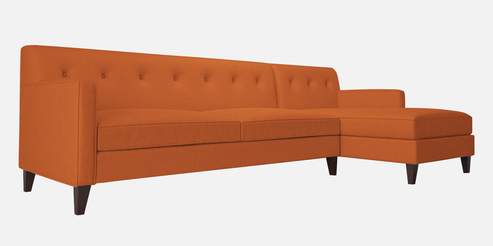 Miller Fabric LHS Sectional Sofa (3+Lounger) In Vivid Orange Colour - Febonic Living