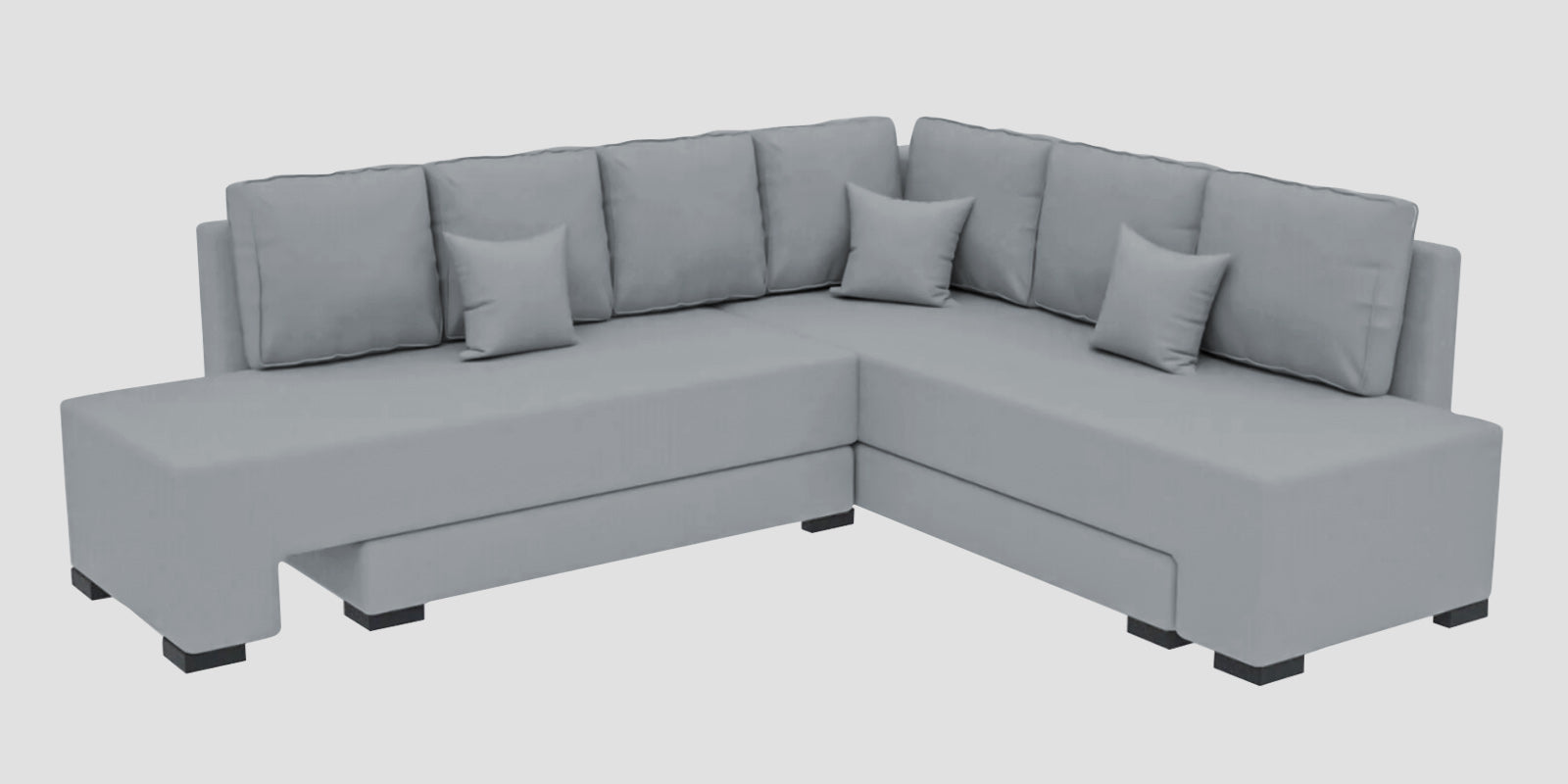 Corby Velvet RHS 6 Seater Convertible Sofa Cum Bed In Concrete Grey Colour - Febonic Living
