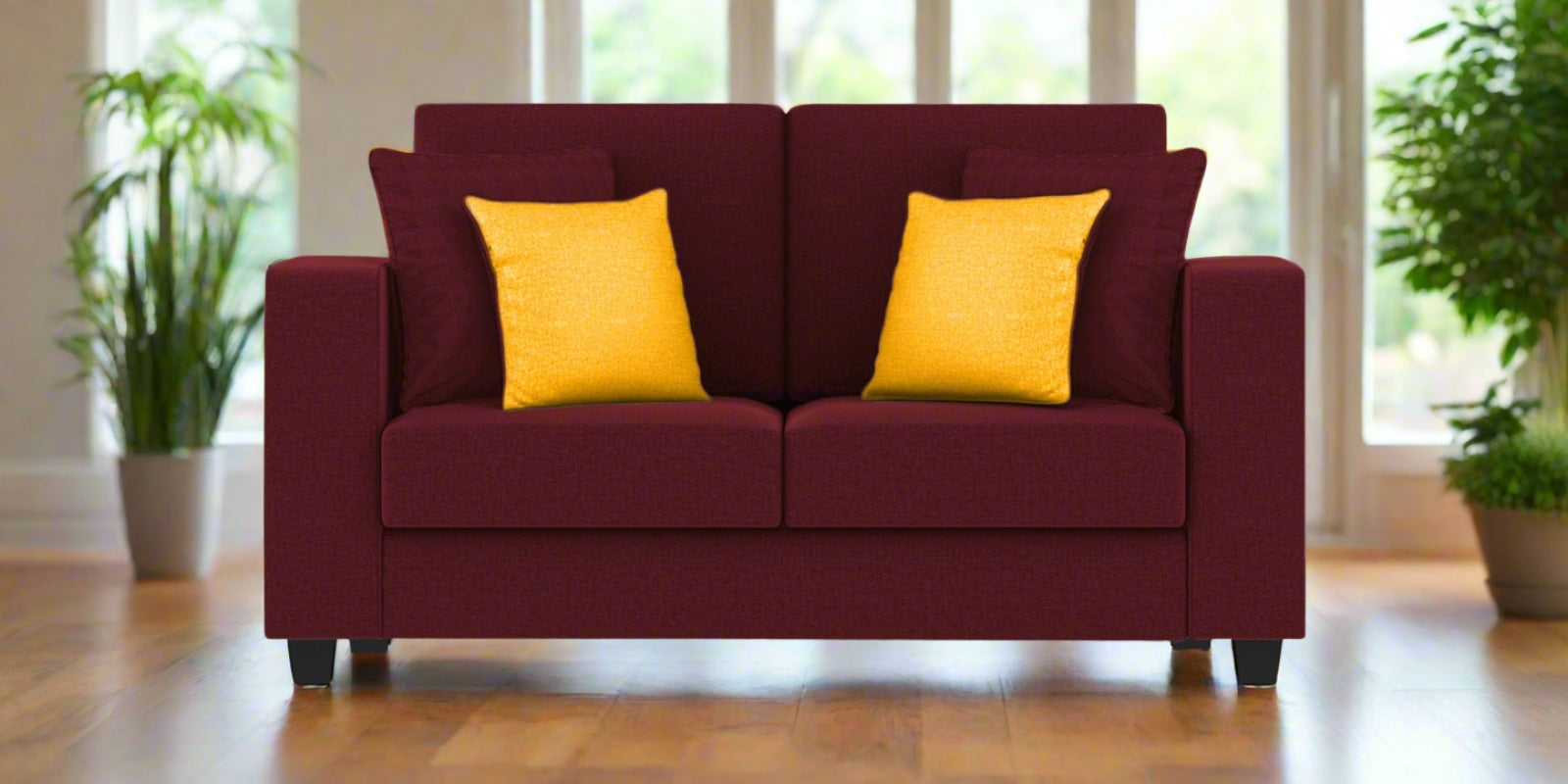 Nabi Fabric 2 Seater Sofa In Blood Maroon Colour