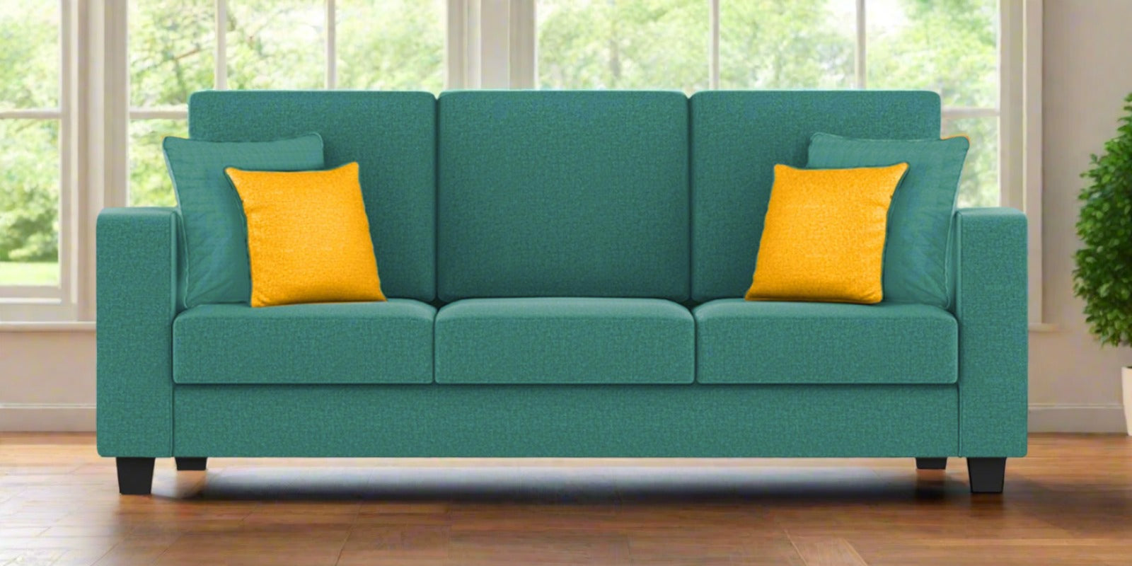Nabi Fabric 3 Seater Sofa In Sea Green Colour - Febonic Living