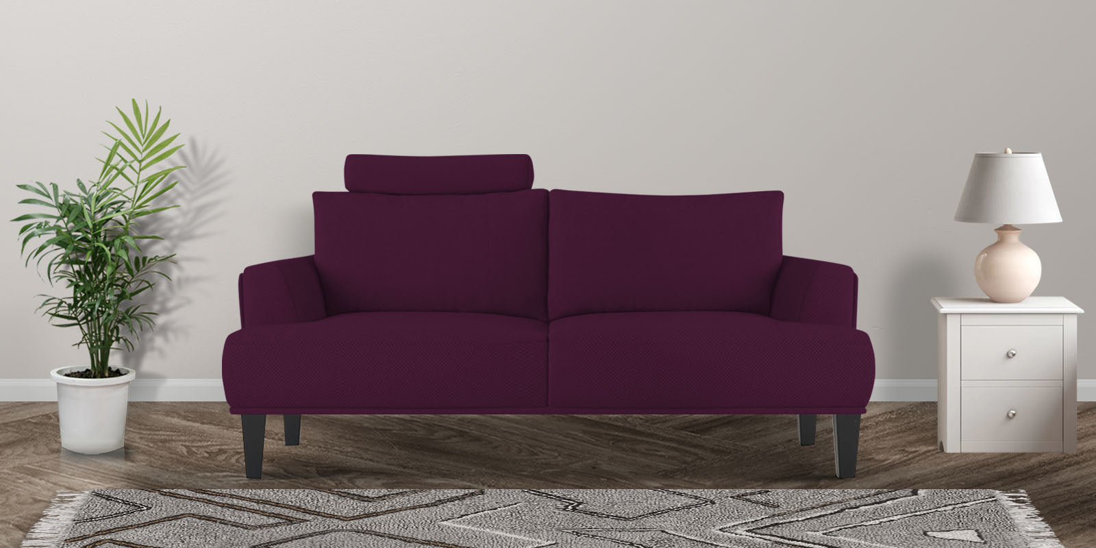 Como Fabric 2 Seater Sofa In Greek Purple Colour - Febonic Living