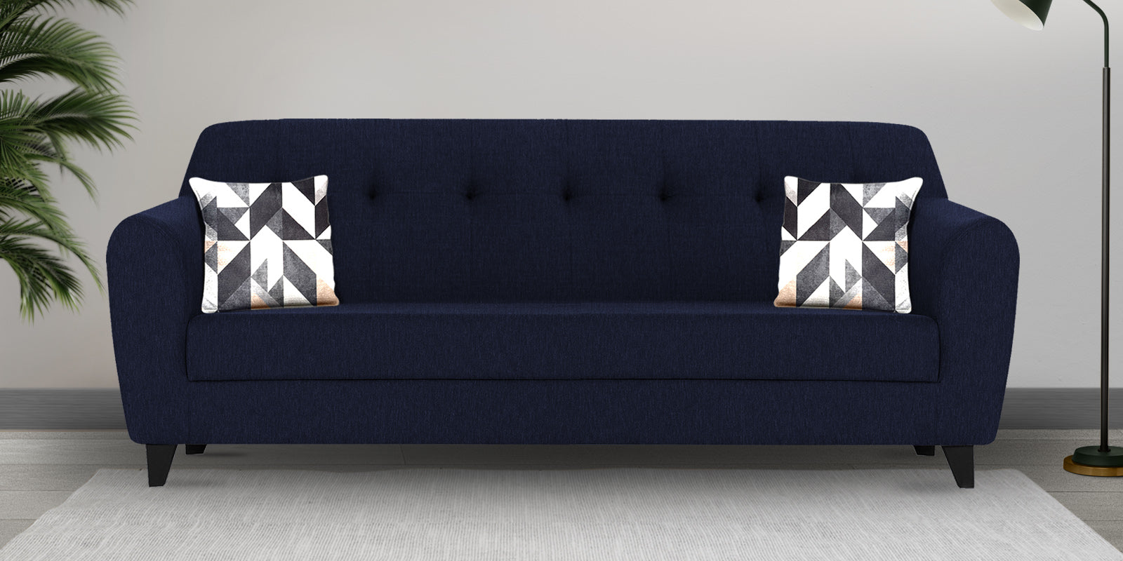 Melaan Fabric 3 Seater Sofa In Royal Blue Colour - Febonic Living