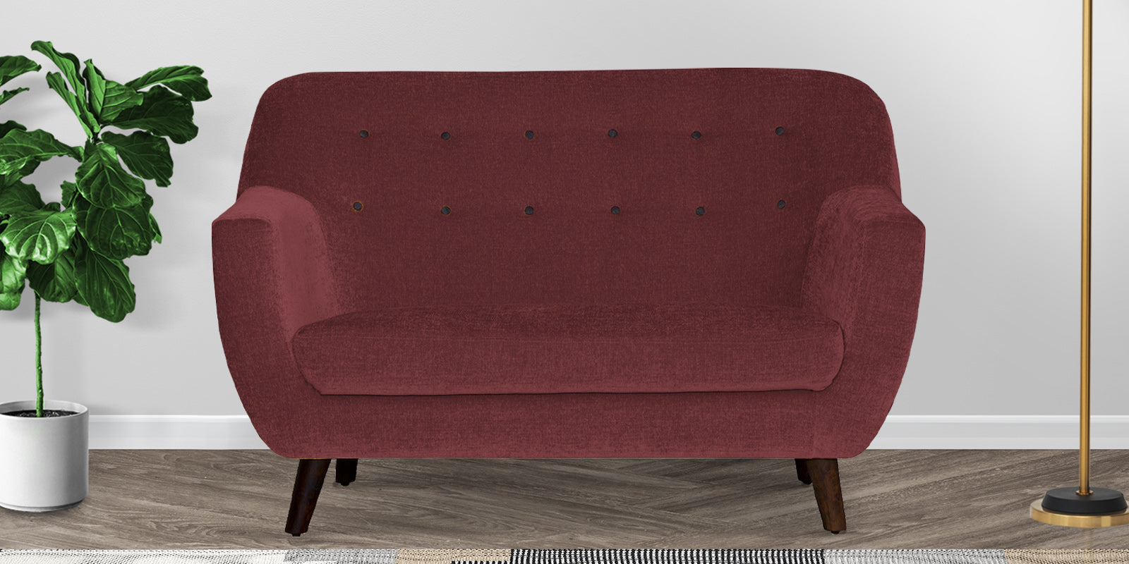 German Fabric 2 Seater Sofa In Blaze Red Colour - Febonic Living