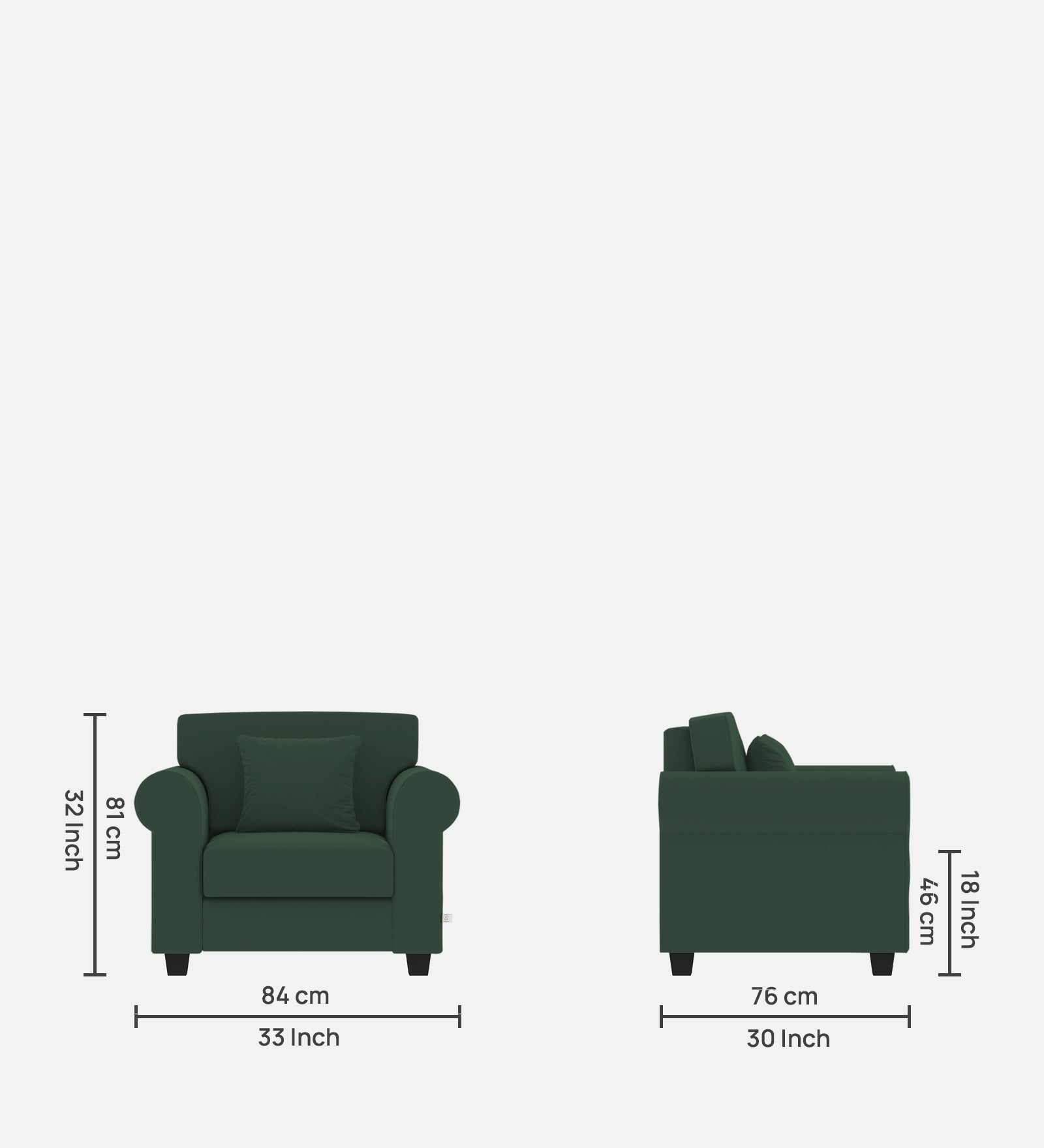 Numonk Velvet 1 Seater Sofa In Amazon Green Colour - Febonic Living