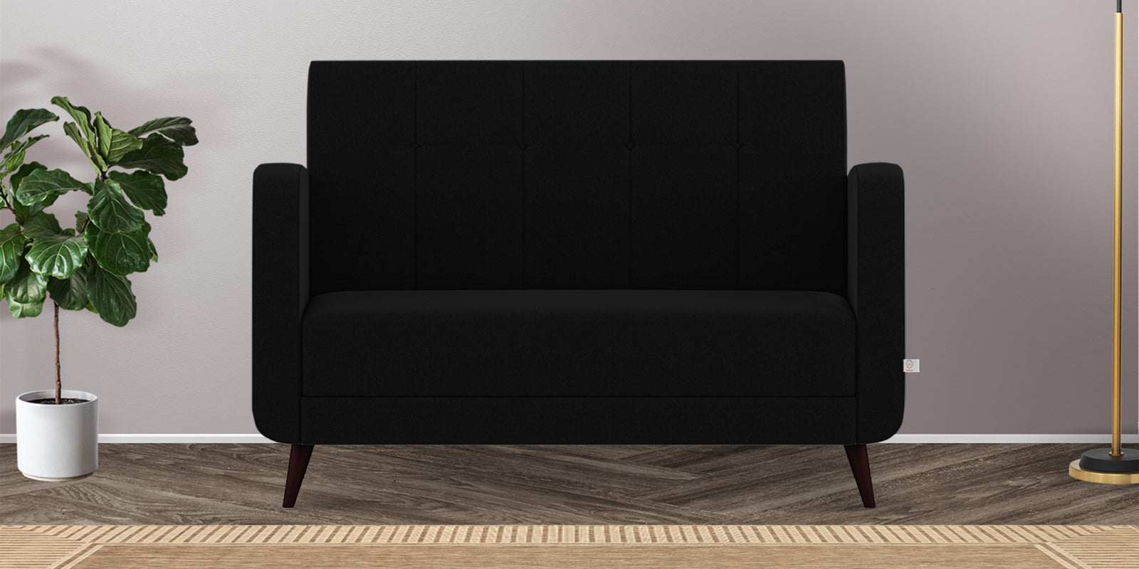 Wiki Velvet 2 Seater Sofa In Adam Black Colour - Febonic Living