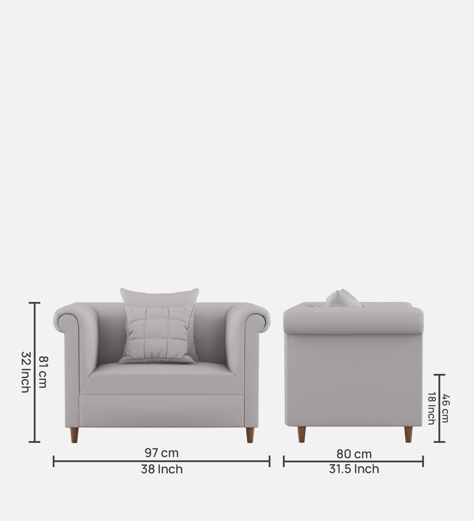 Rubi Velvet 1 Seater Sofa In Concrete grey Colour - Febonic Living