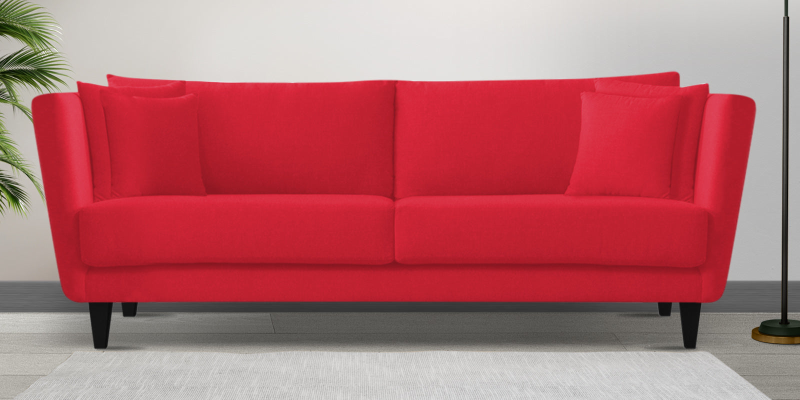 Norway Velvet 3 Seater Sofa In Ox Blood Maroon Colour - Febonic Living