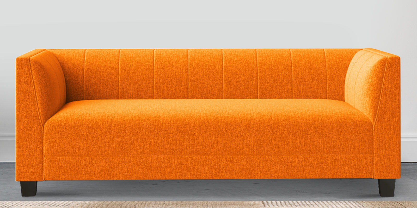 Chastin Fabric 3 Seater Sofa In Vivid Orange Colour - Febonic Living