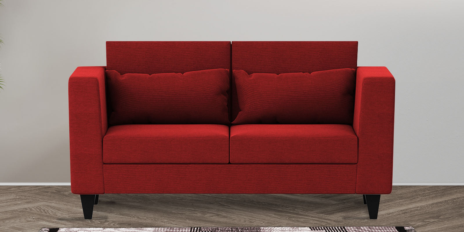 Nipul Fabric 2 Seater Sofa In Blood Maroon Colour - Febonic Living