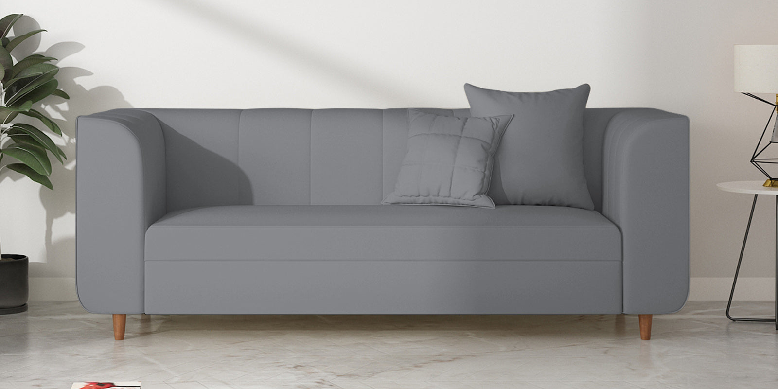 Sumo Velvet 3 Seater Sofa In Pubble Grey Colour - Febonic Living