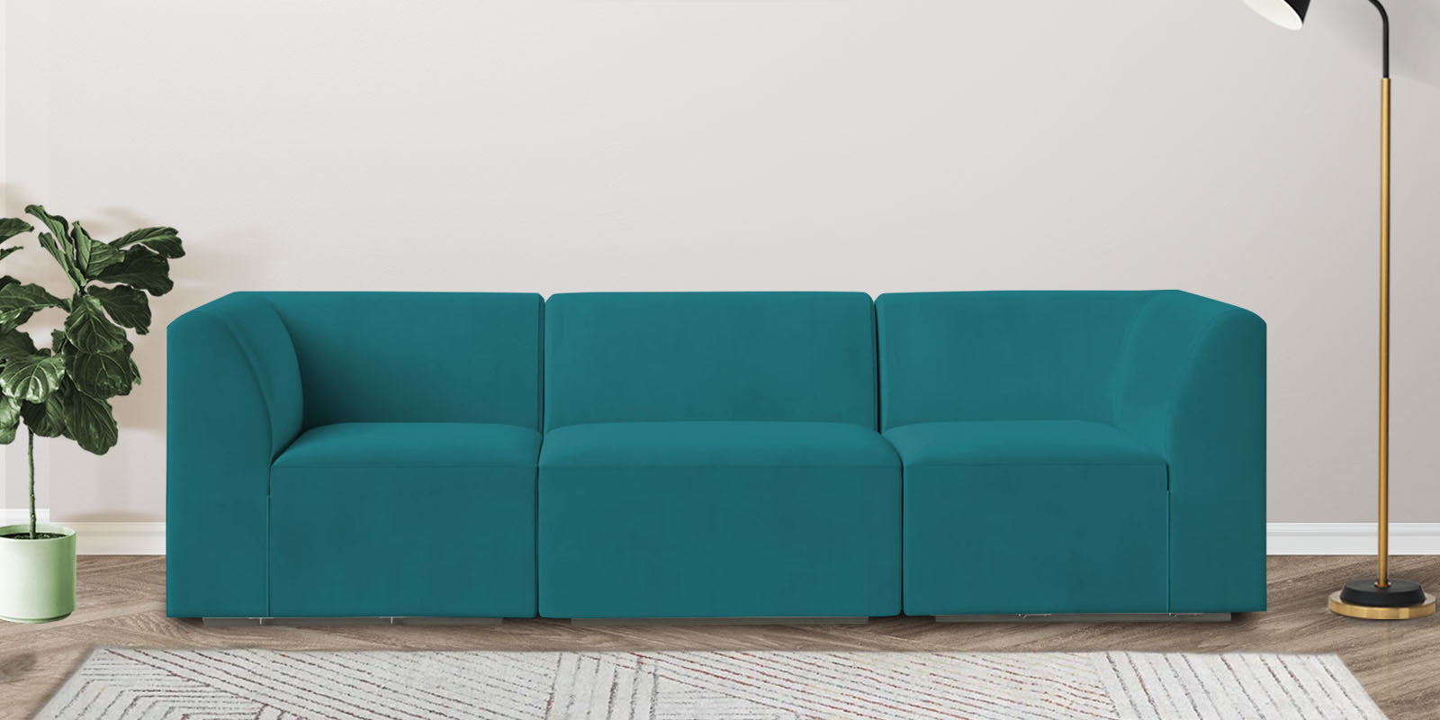 Bufa Velvet 3 Seater Sofa in Arabian green Colour