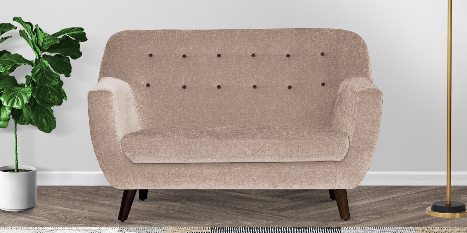German Fabric 2 Seater Sofa In Kadhi Beige Colour - Febonic Living