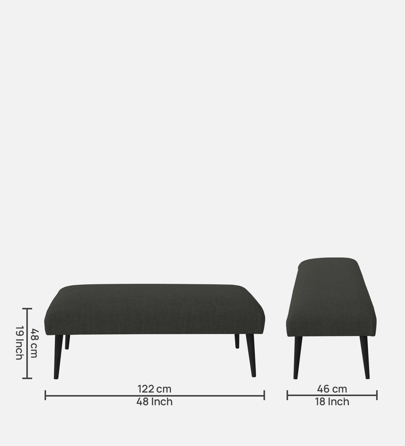 Adon Velvet Bench In Hory Grey Colour - Febonic Living