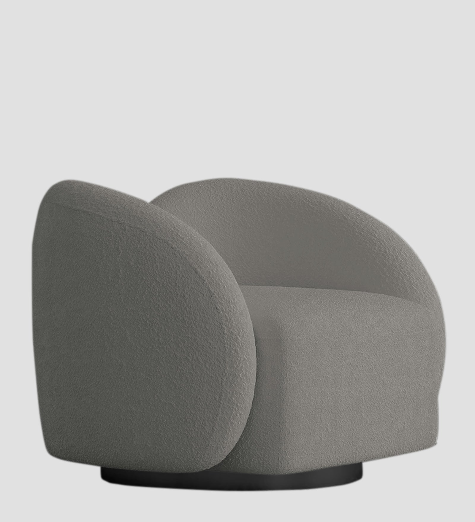 Miles Boucle Fabric Swivel Chair in Moon Grey Colour