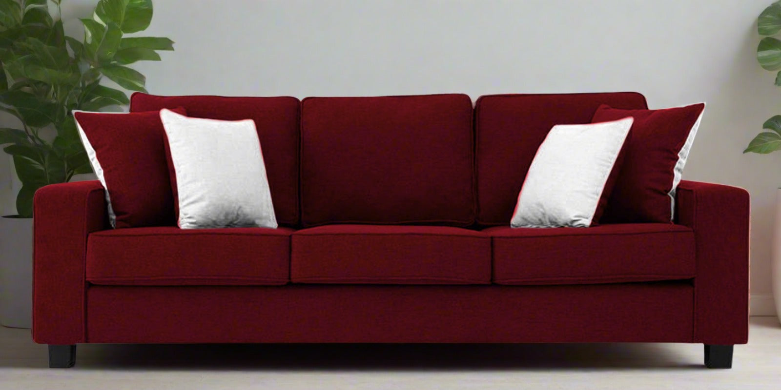 Ladybug Fabric 3 Seater Sofa In Ruby Red Colour - Febonic Living