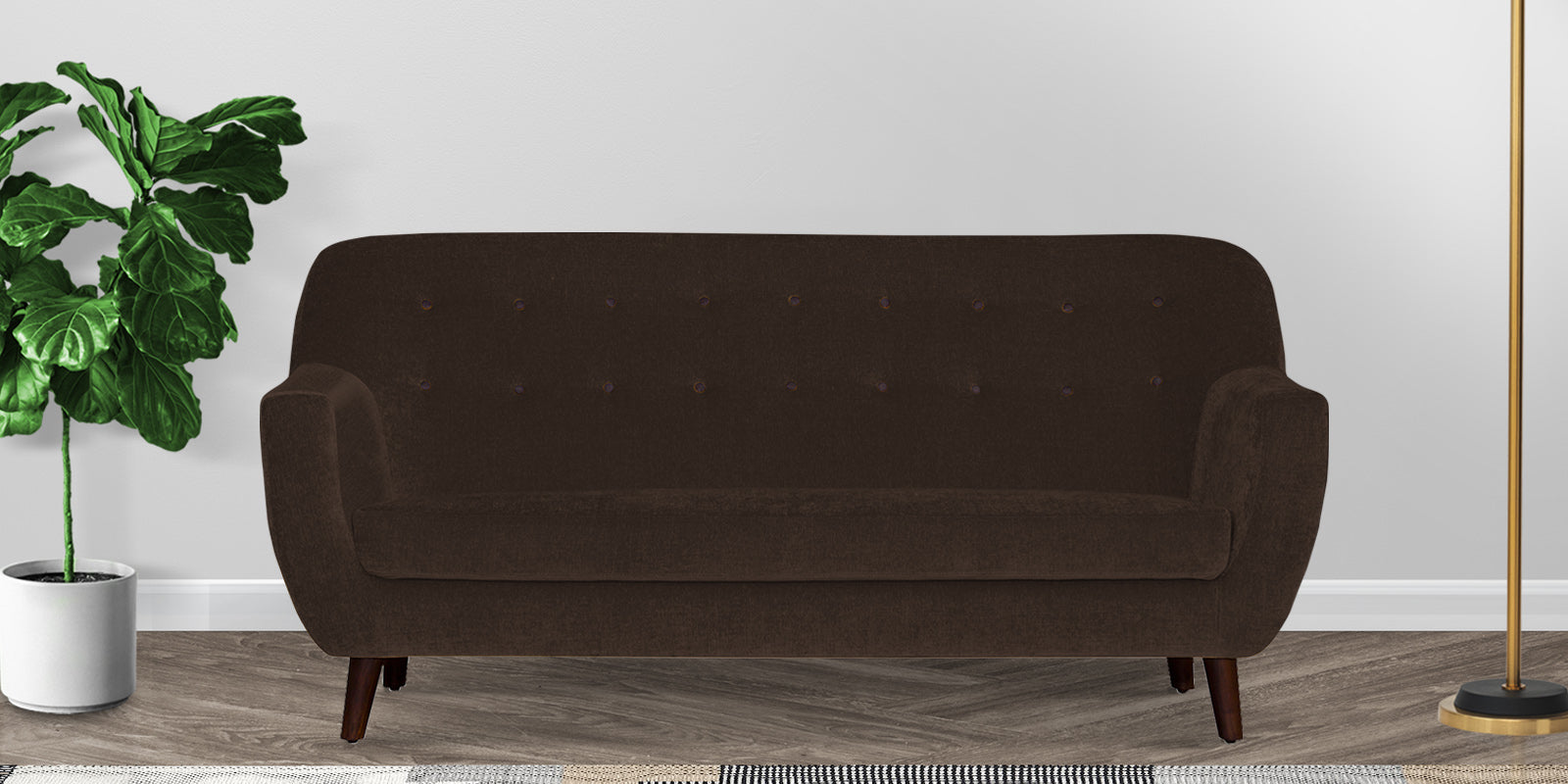 German Fabric 3 Seater Sofa In Cidar Brown Colour - Febonic Living
