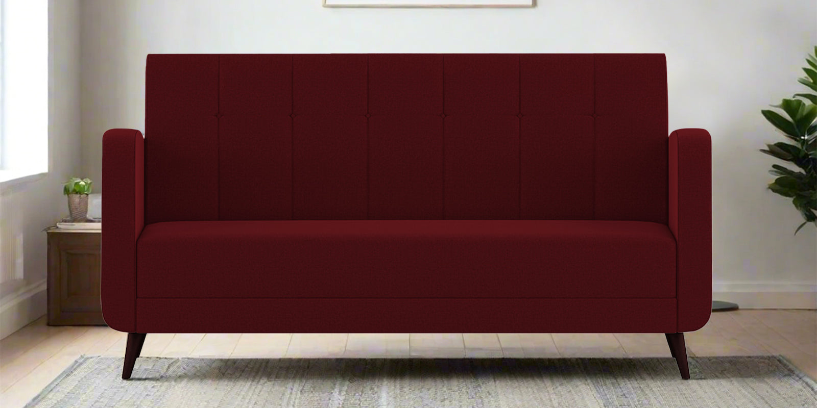 Wiki Velvet 3 Seater Sofa in Dark Maroon Colour