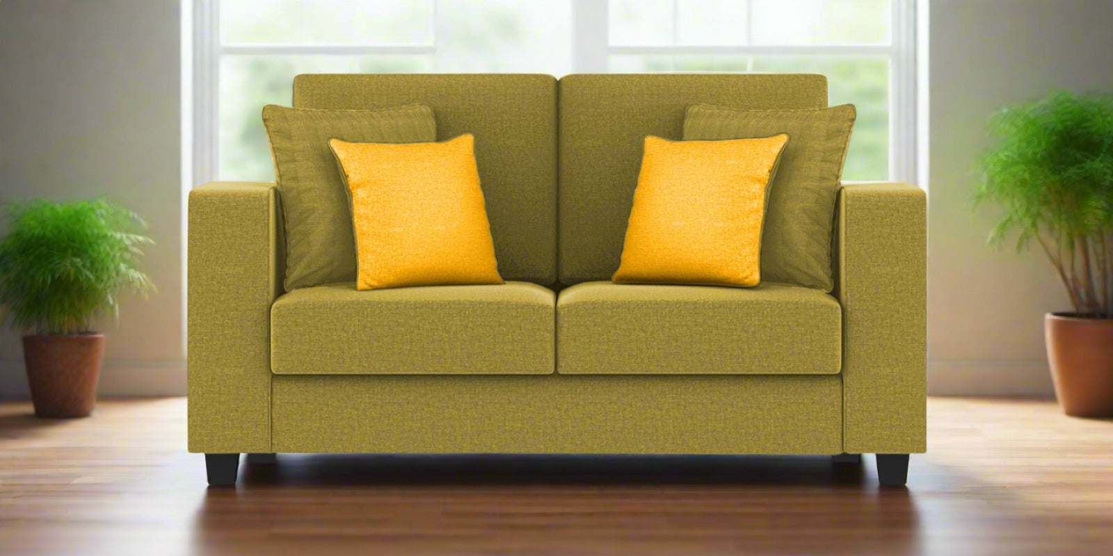 Nabi Fabric 2 Seater Sofa In Parrot Green Colour - Febonic Living
