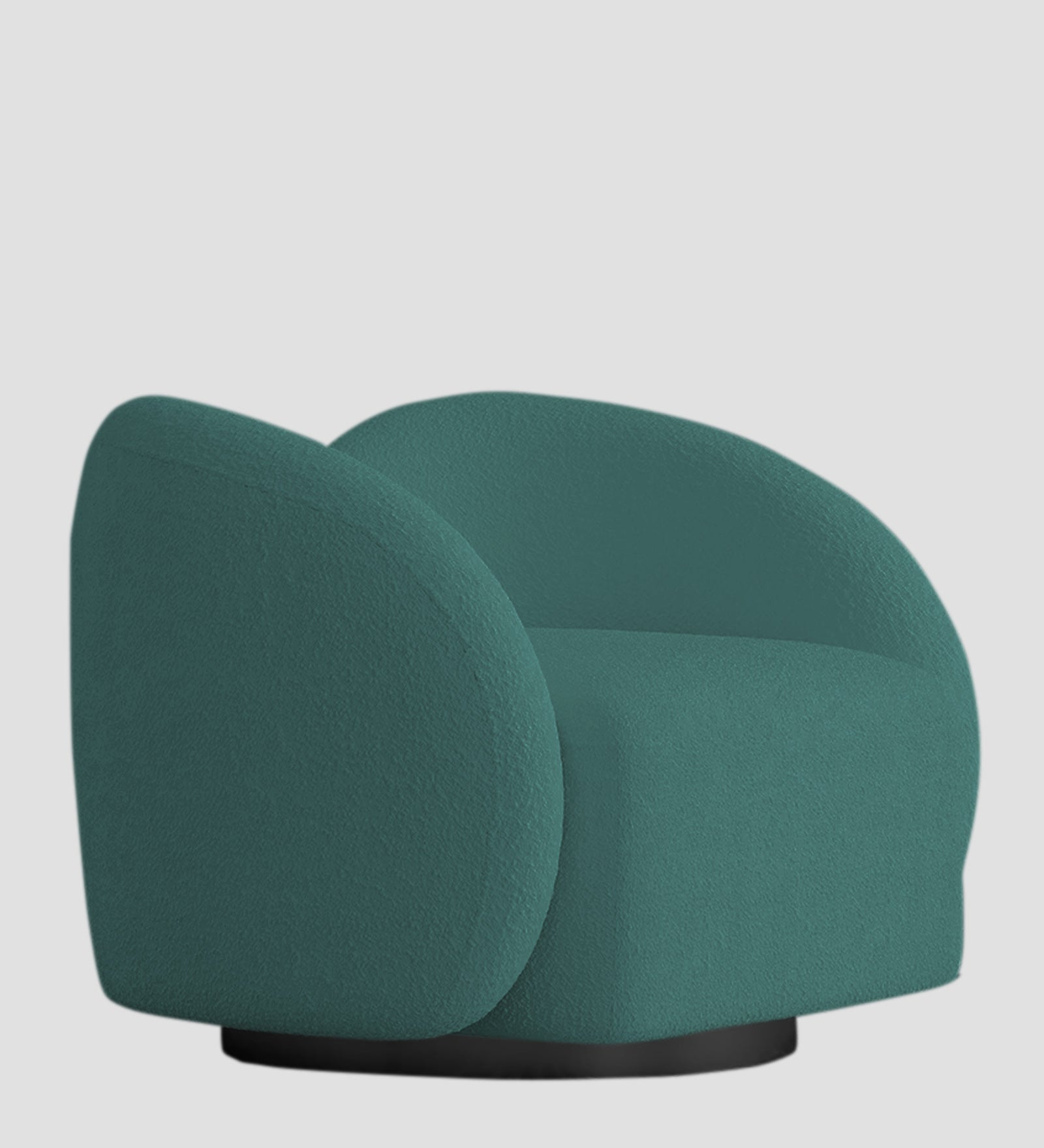 Miles Boucle Fabric Swivel Chair in Bark Green Colour