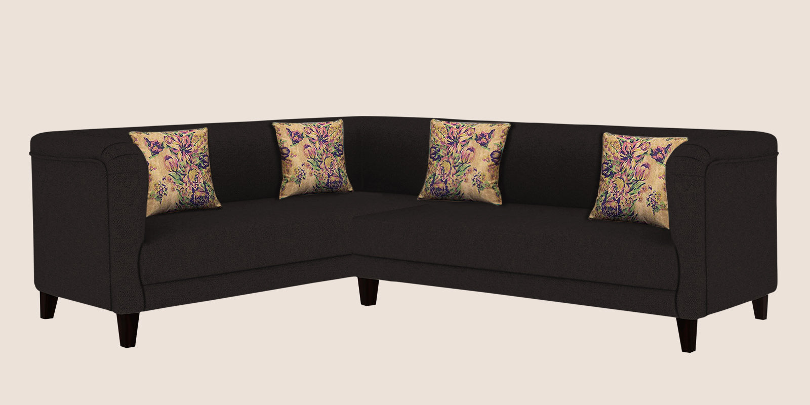 Niki Fabric Corner Sofa In Cara Brown Colour - Febonic Living